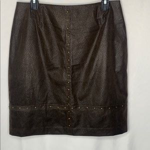 Brown Studded Pleather Skirt